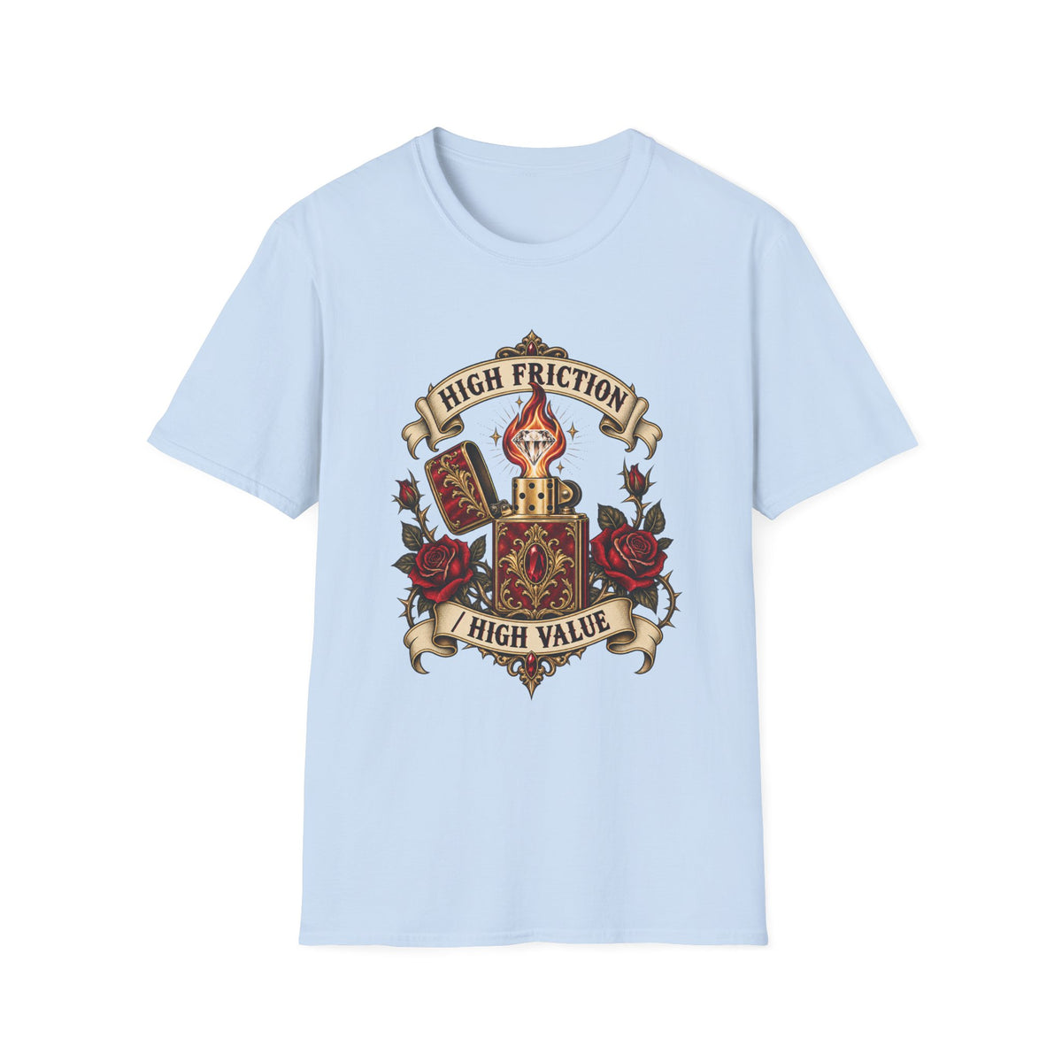 High Friction High Value | Vintage Tattoo Dice & Roses Graphic Tee