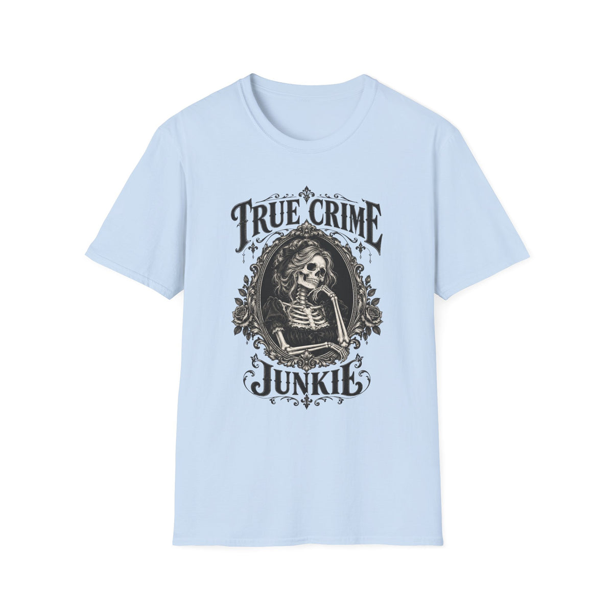 True Crime Junkie | Skeleton Portrait Graphic Tee