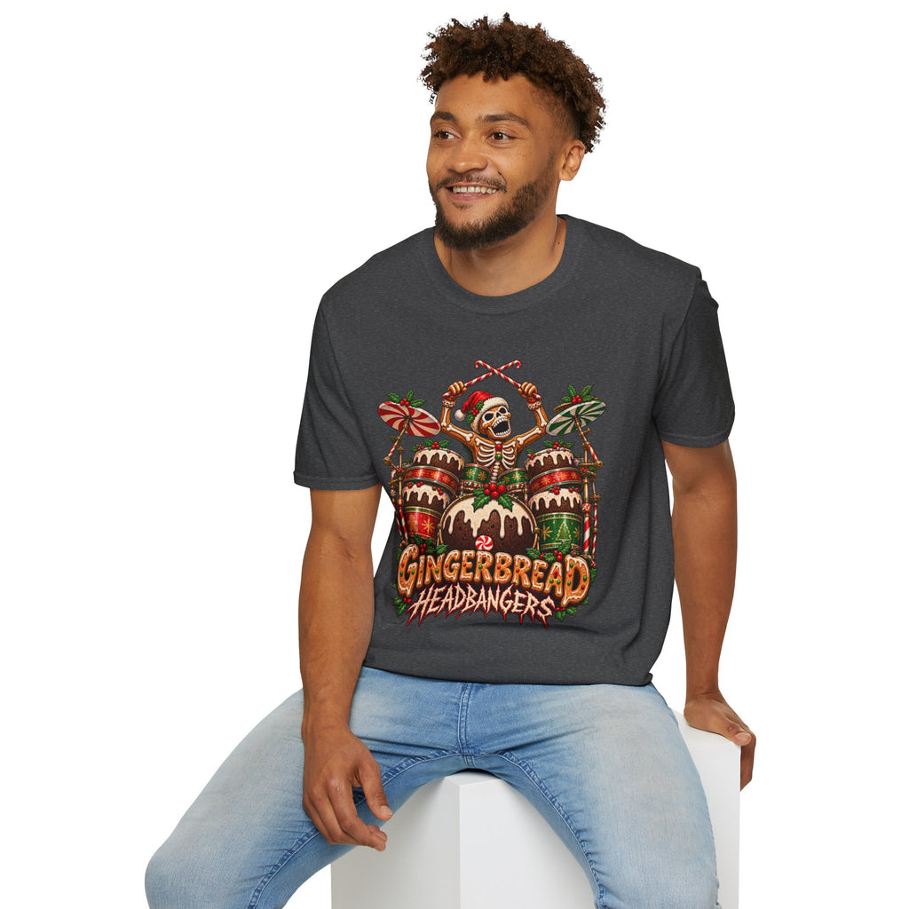 Gingerbread Headbangers | Drummer Christmas T-Shirt