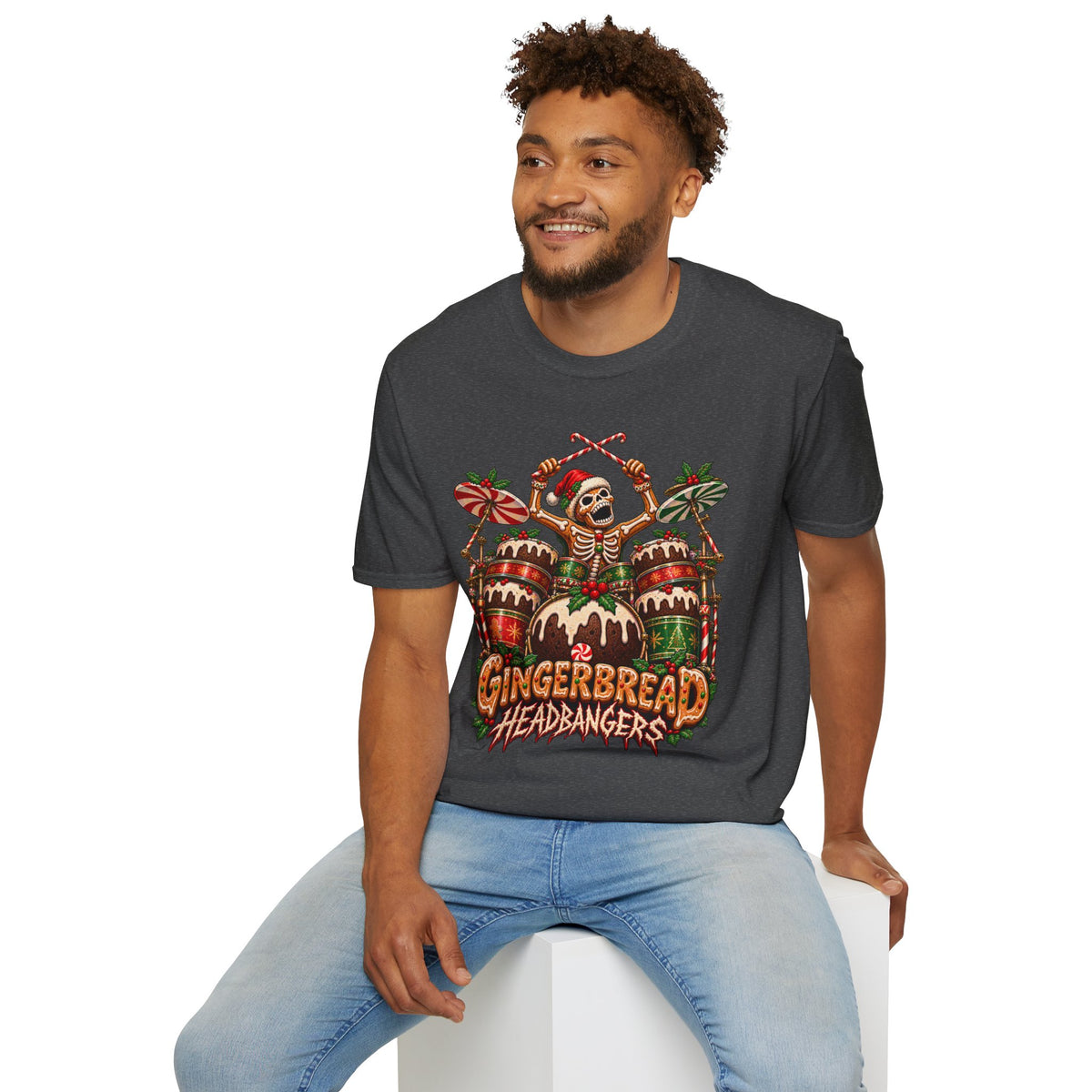 Gingerbread Headbangers | Drummer Christmas T-Shirt