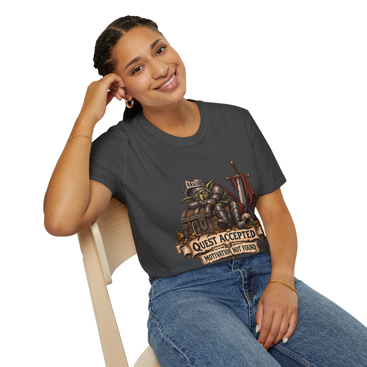 Quest Accepted T‑Shirt | Fantasy Gamer Tee (Motivation Not Found)