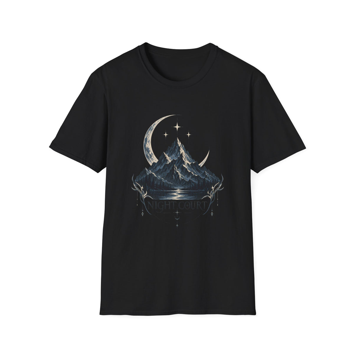Night Court Mountain | ACOTAR Book Crescent Moon & Stars Graphic