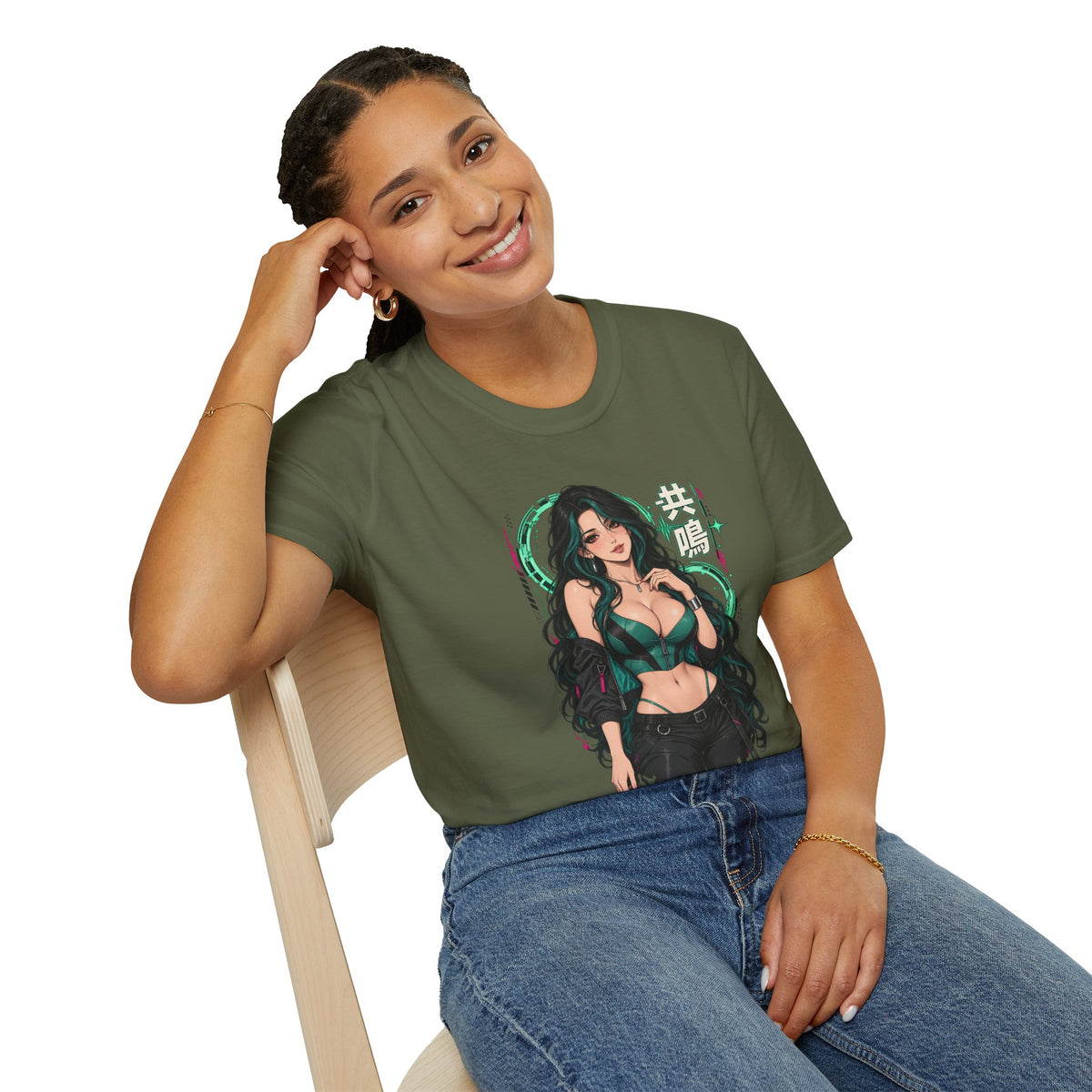 Jade | Sexy Anime Pin Up Girl | Waifu Graphic T‑Shirt