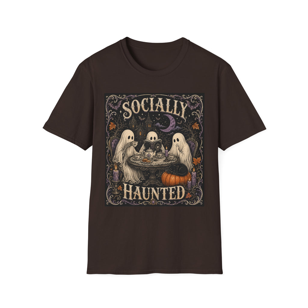 Socially Haunted T-Shirt — Cute Ghost Halloween Graphic Tee