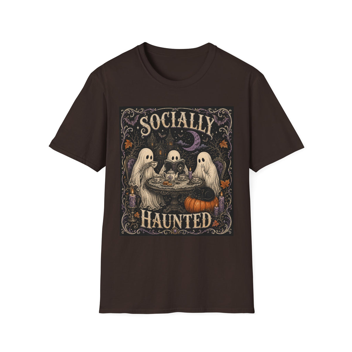 Socially Haunted T-Shirt — Cute Ghost Halloween Graphic Tee