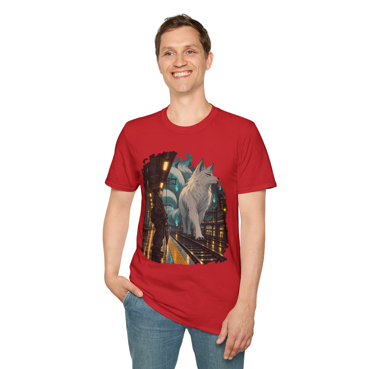 Wolf in the Rain | Last Train Home T-Shirt | Urban Nightscape Graphic Tee