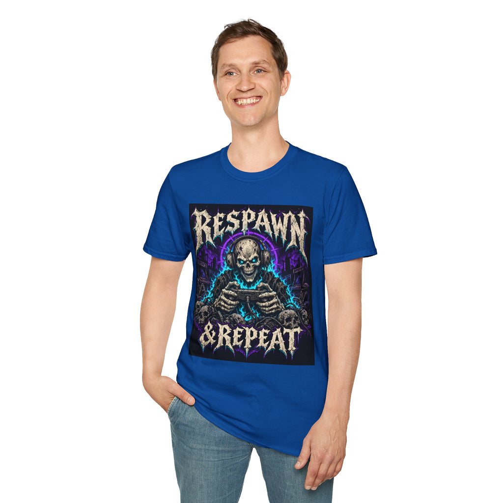 Respawn & Repeat T-Shirt — Skull Gamer Graphic Tee