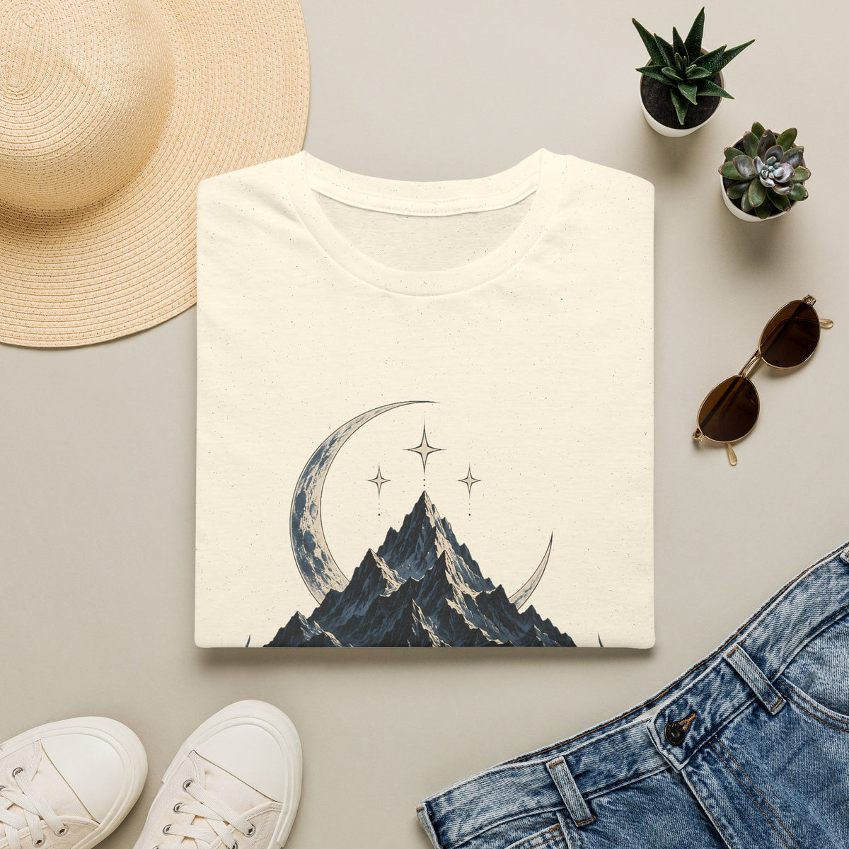 Night Court Mountain | ACOTAR Book Crescent Moon & Stars Graphic