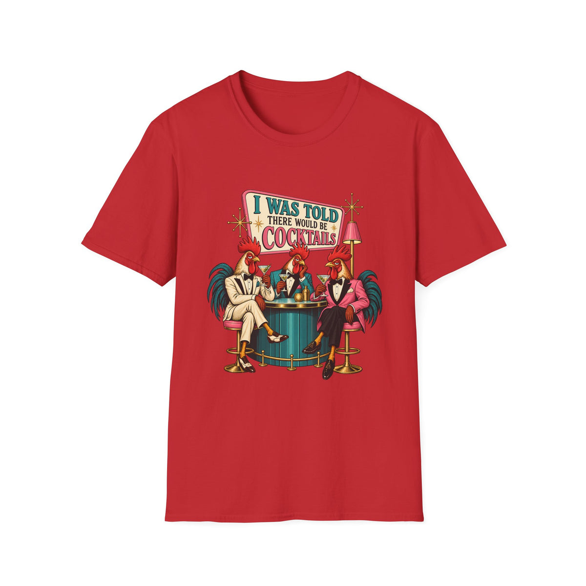 I Was Told There Would Be Cocktails T-Shirt | Retro Flamingo Bar Cocktail Tee