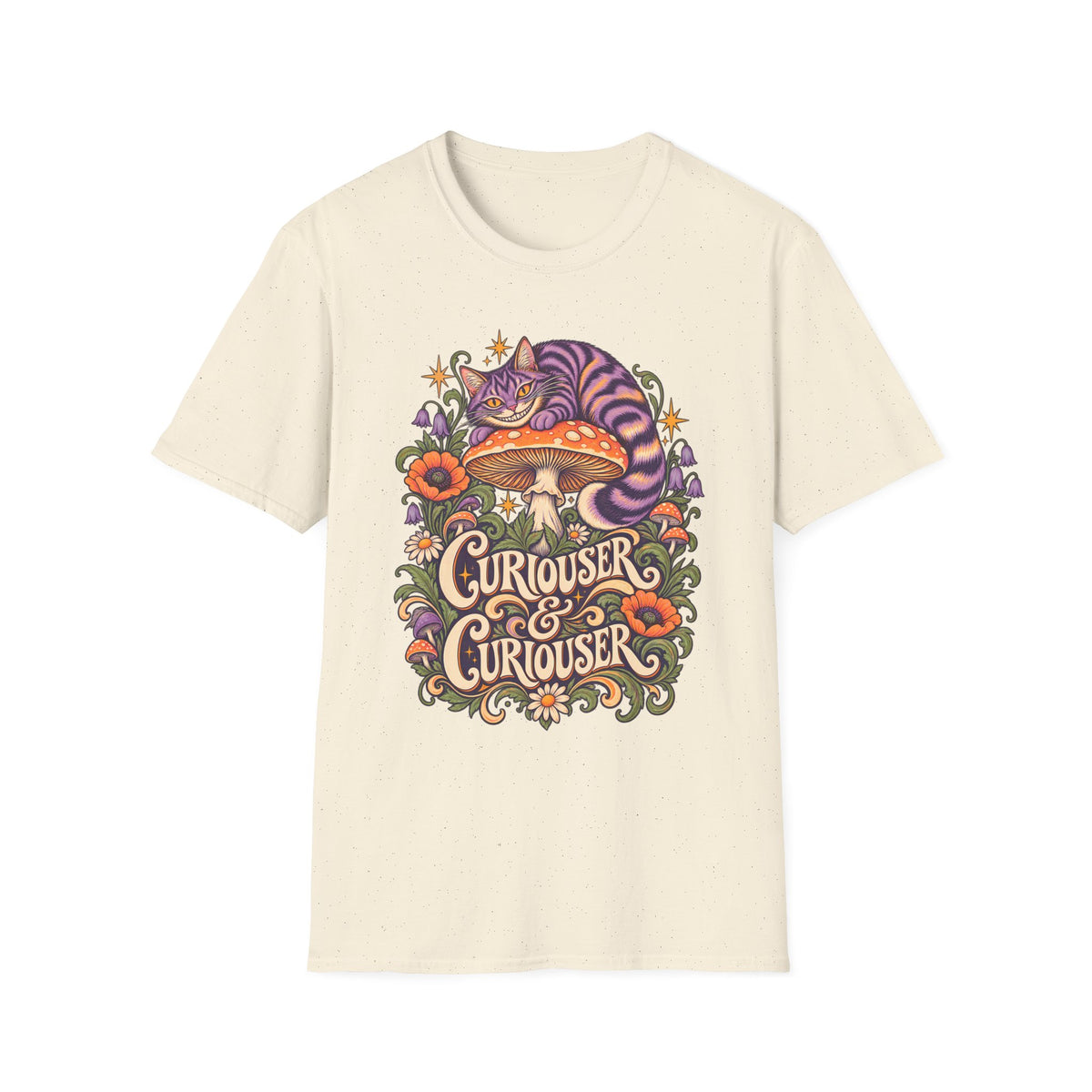 Cheshire Cat | Curiouser & Curiouser | Whimsical Mushroom Design Graphic Shirt