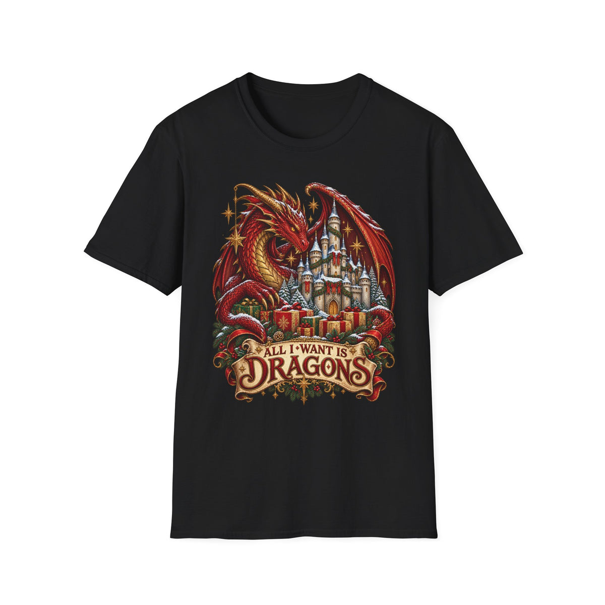 All I Want For Christmas | Dragon Castle T-Shirt