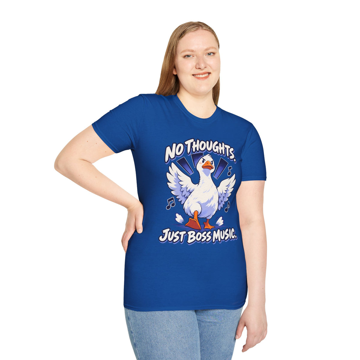 Cute Goose | No Thoughts, Just Boss Music T Shirt