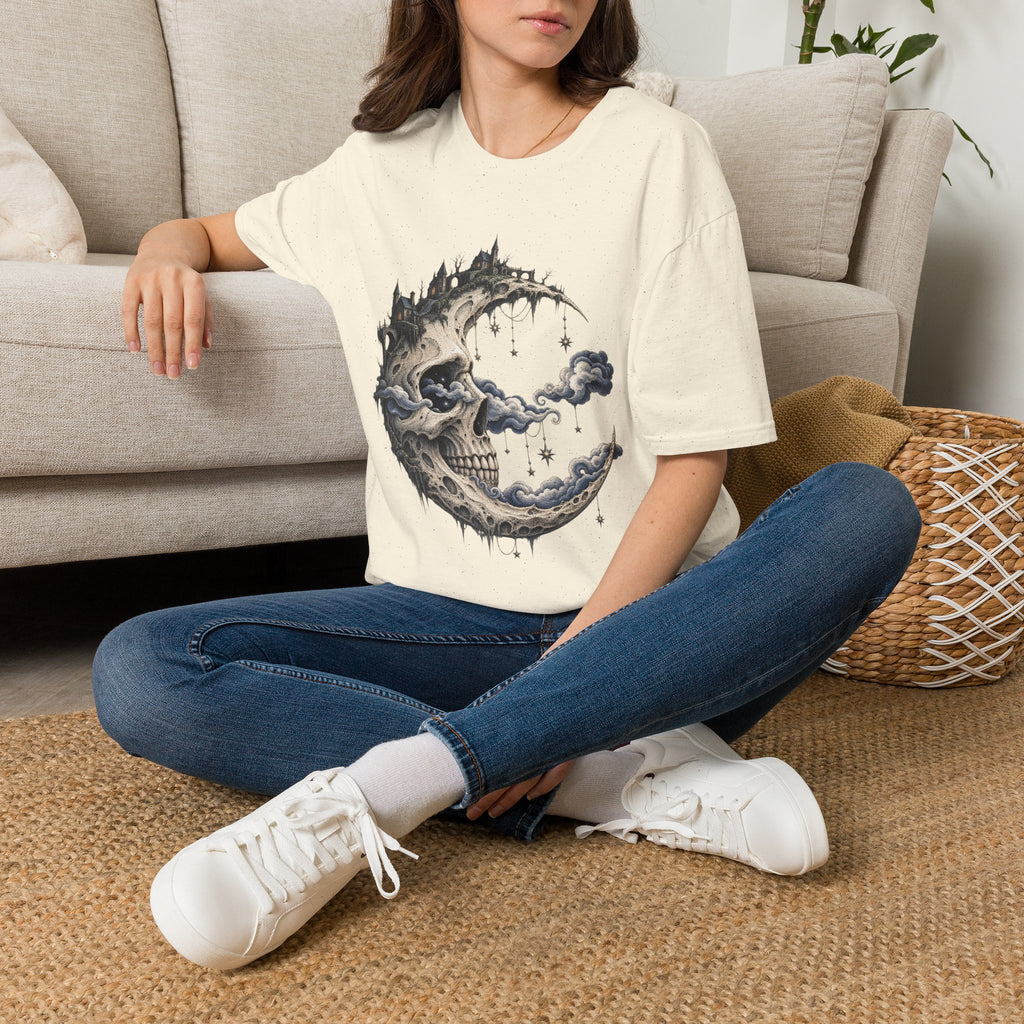 Skull Crescent Moon T-Shirt Design | Gothic Celestial Fantasy