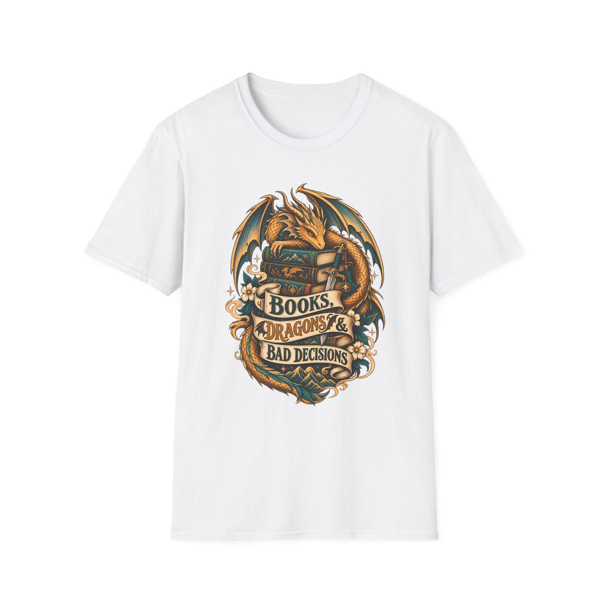 Books, Dragons & Bad Decisions | Fourth Wing Inspired Fantasy Reader T-Shirt
