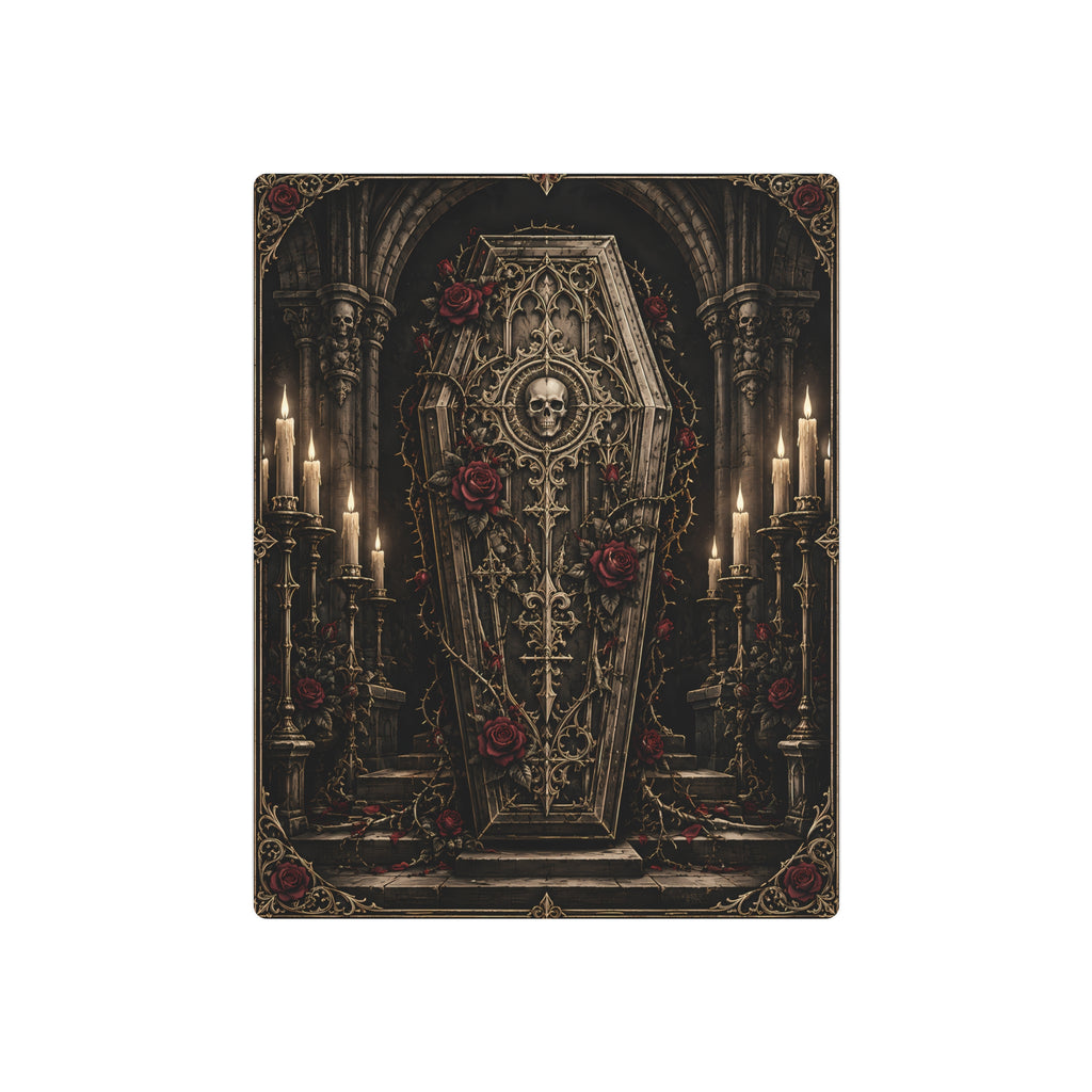 Metal Art Sign | Gothic Coffin and Roses | Occult Wall Art