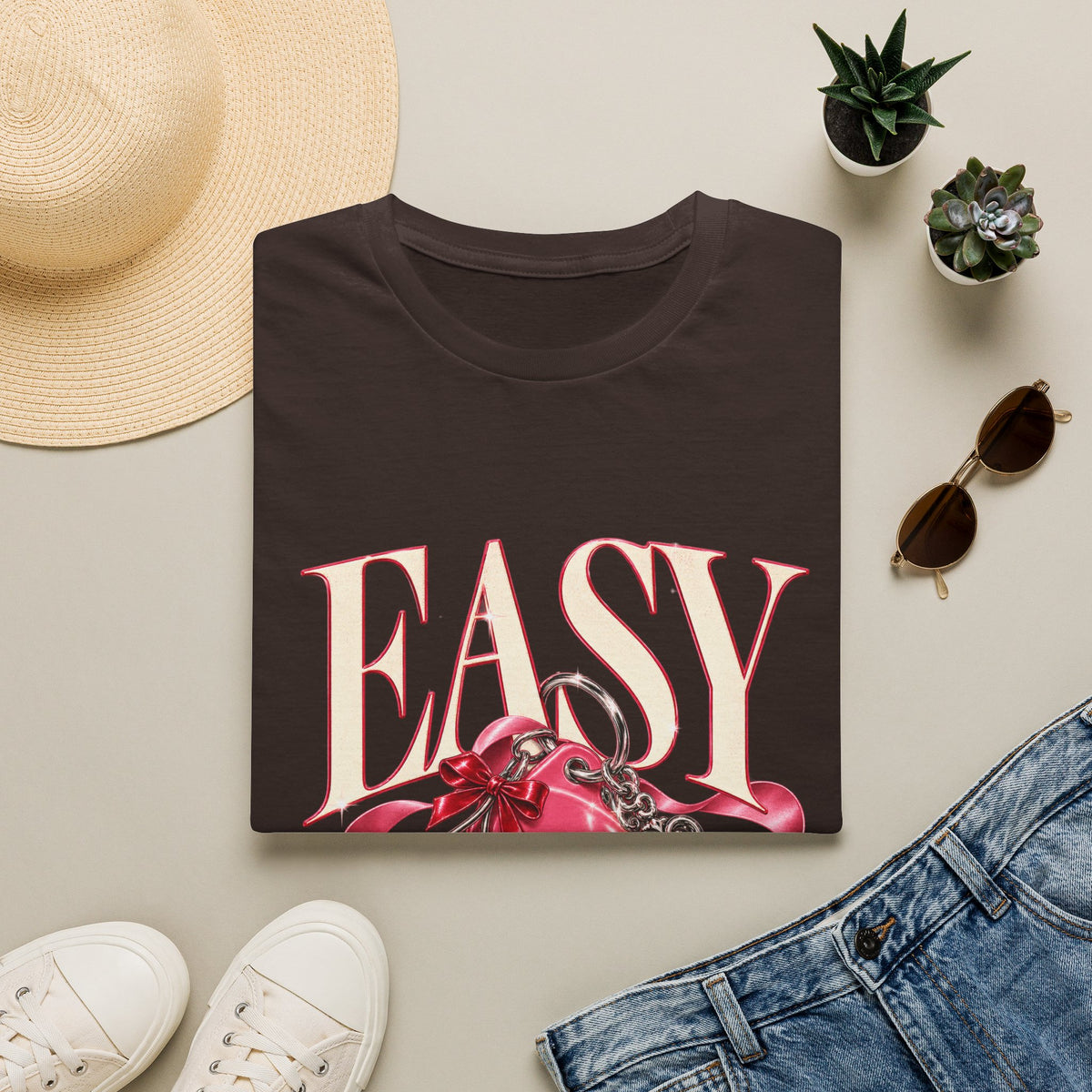 Sugababes | Easy Lockheart Pink Key & Heart Graphic T Shirt