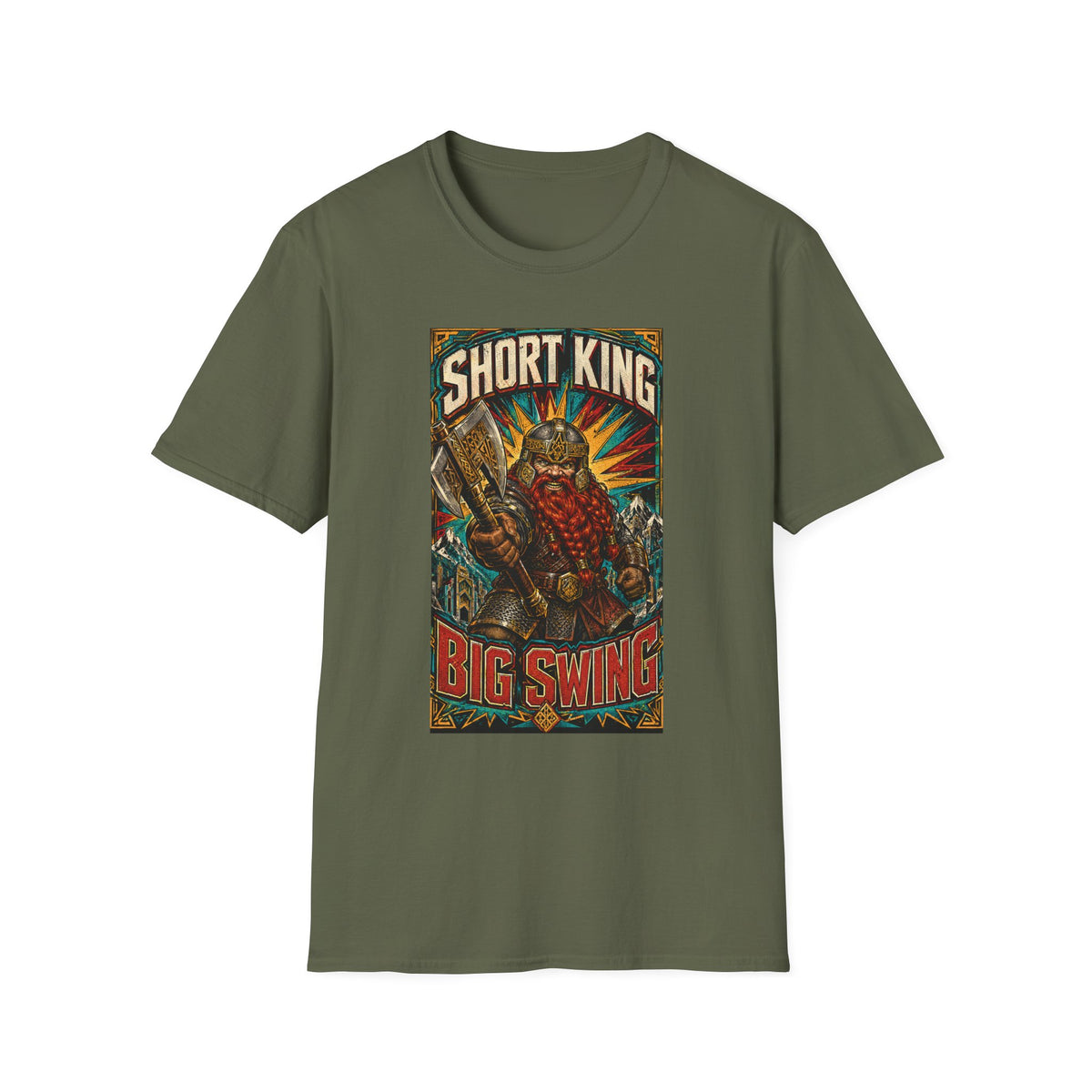 Short King Vintage Dwarf Graphic T-Shirt - Retro Fantasy Beard Warrior Tee
