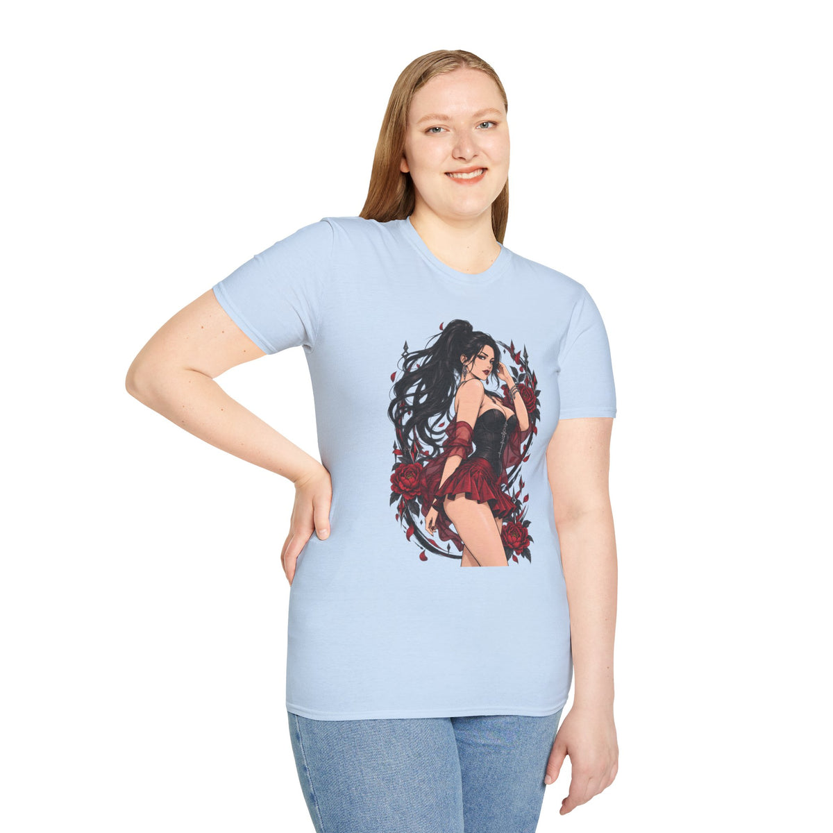 The Seducer | Sexy Black Haired Pony Tail Pin Up Girl Graphic Shirt