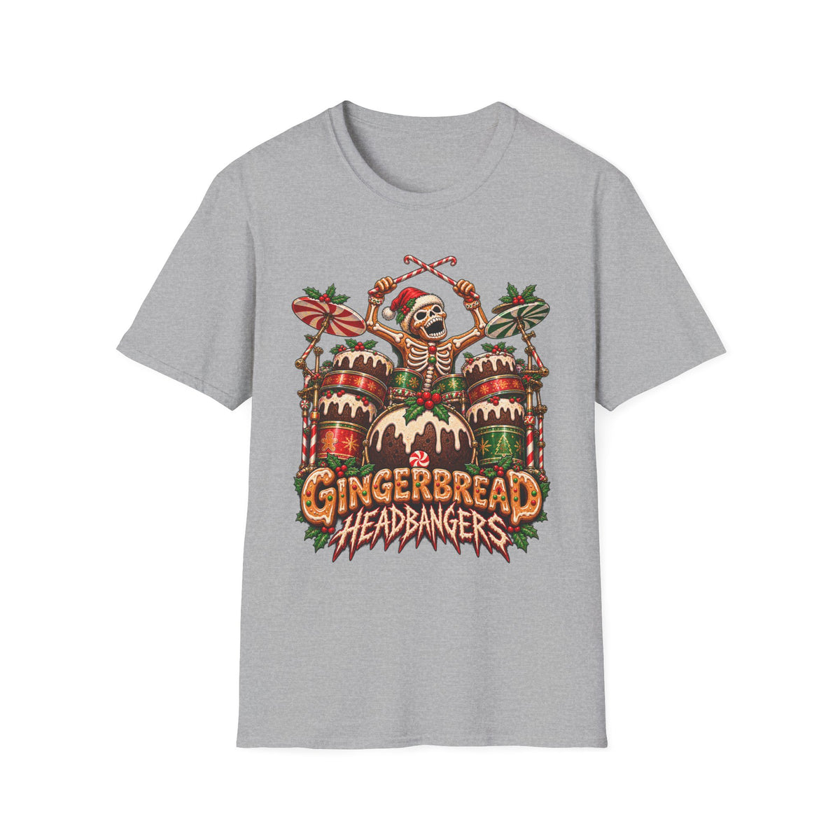 Gingerbread Headbangers | Drummer Christmas T-Shirt
