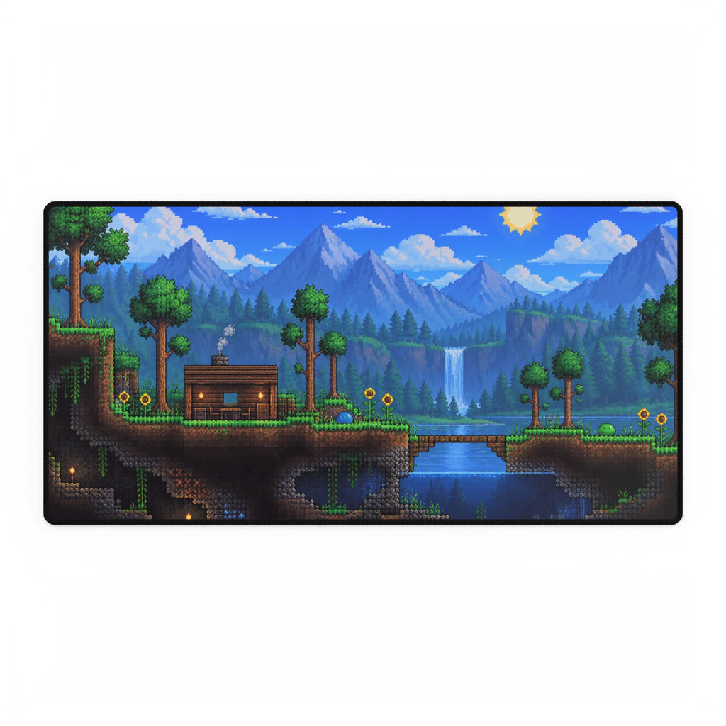 Pixel Forest Gaming Desk Mat — Scenic 2D Landscape Mousepad
