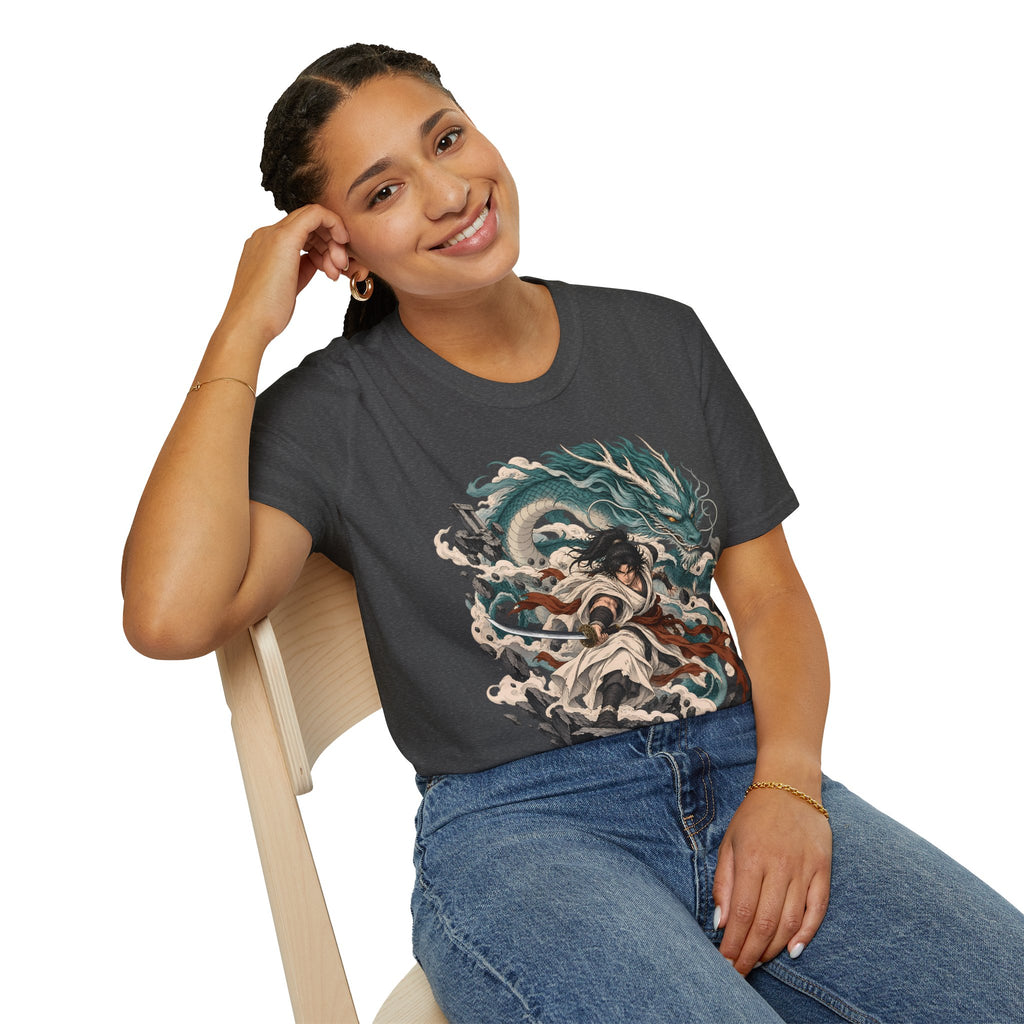 Mythic Dragon Warrior | Japanese Samurai and Serpent T Shirt