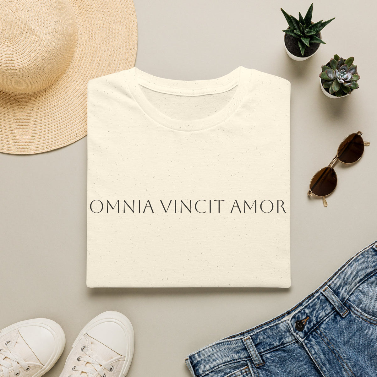 Omnia Vincit Amor T-Shirt — Minimal Latin Love Quote Tee