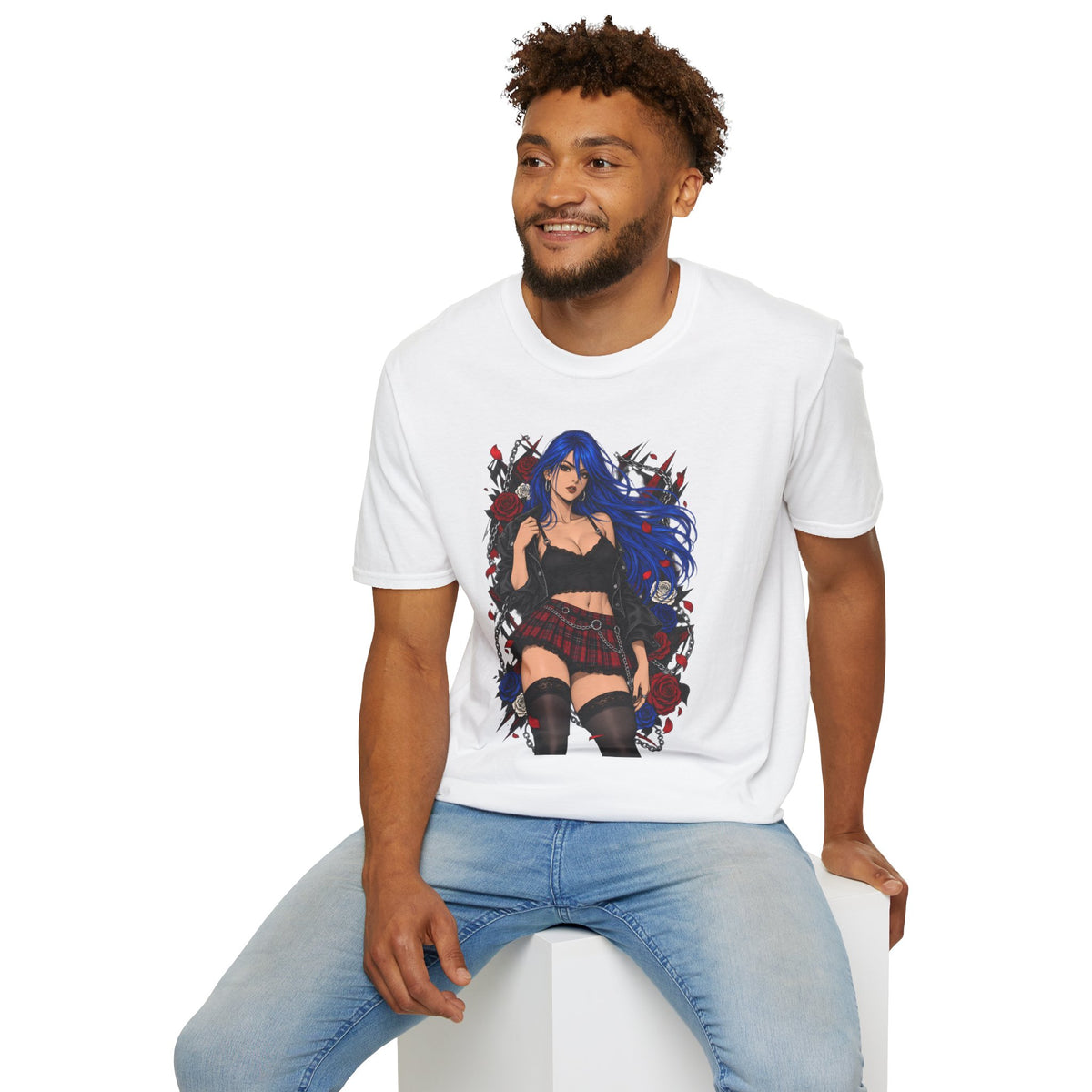 Blue Haired Rock Chick | Japanese Anime Style Pin-up Girl