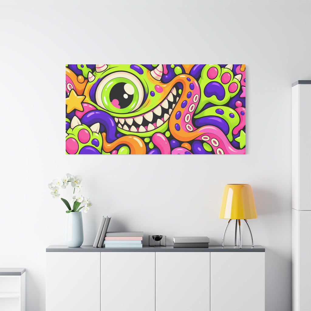 Wall art | Monster Mash: Neon Cartoon Monster Print