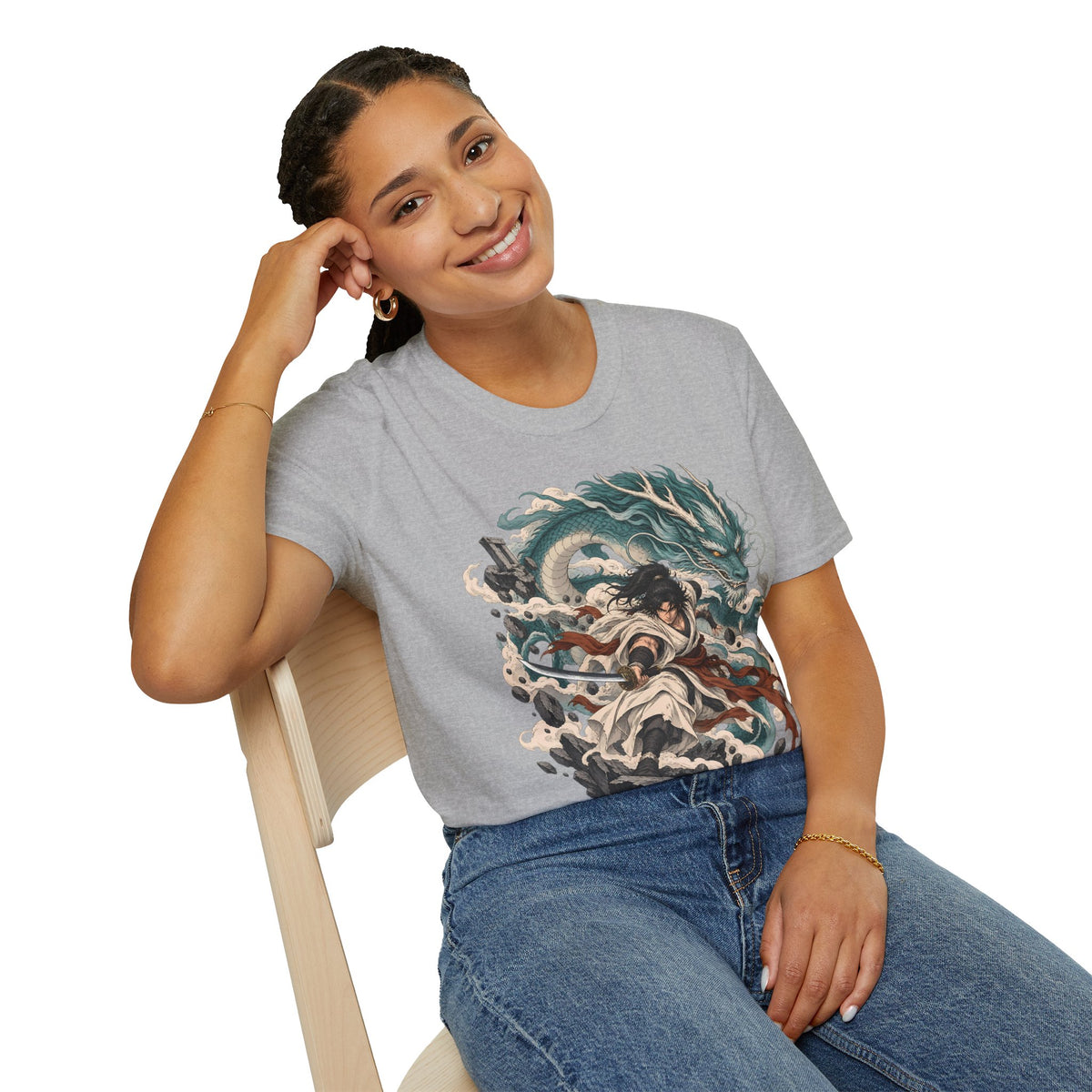 Mythic Dragon Warrior | Japanese Samurai and Serpent T Shirt