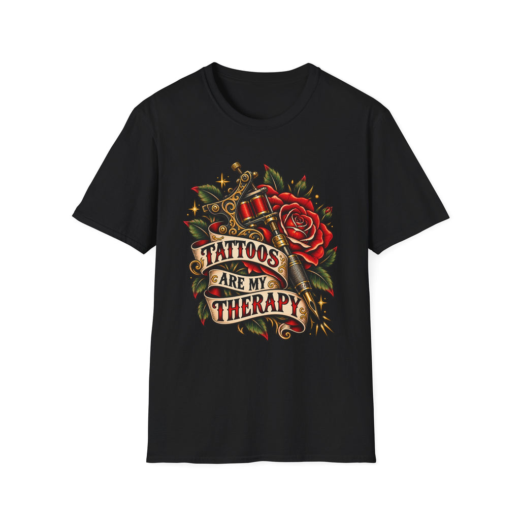 Tattoos Are My Therapy Rose Tattoo Machine T-Shirt Design