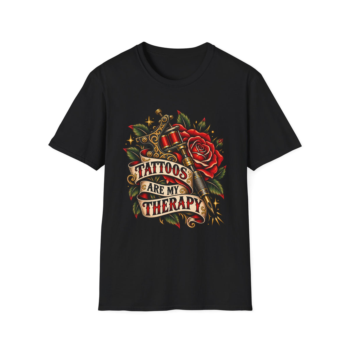 Tattoos Are My Therapy Rose Tattoo Machine T-Shirt Design