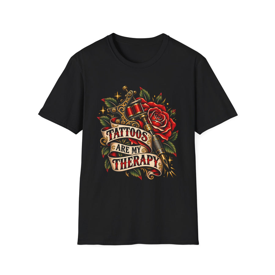 Tattoos Are My Therapy Rose Tattoo Machine T-Shirt Design