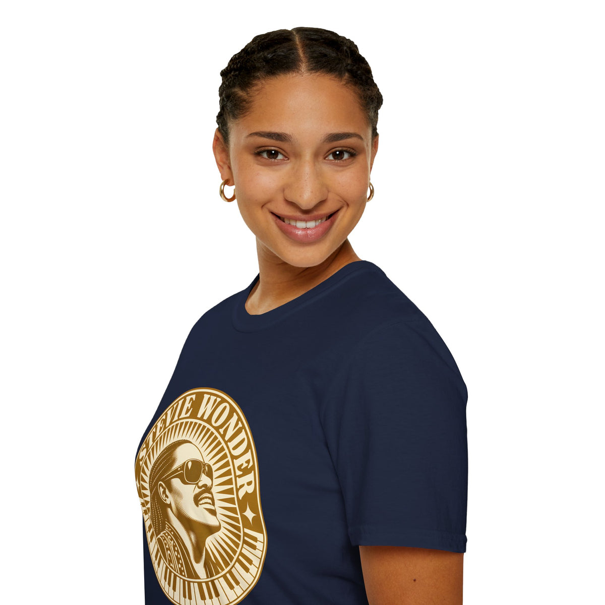 Stevie Wonder Graphic T-Shirt - Vintage Gold Portrait Tee