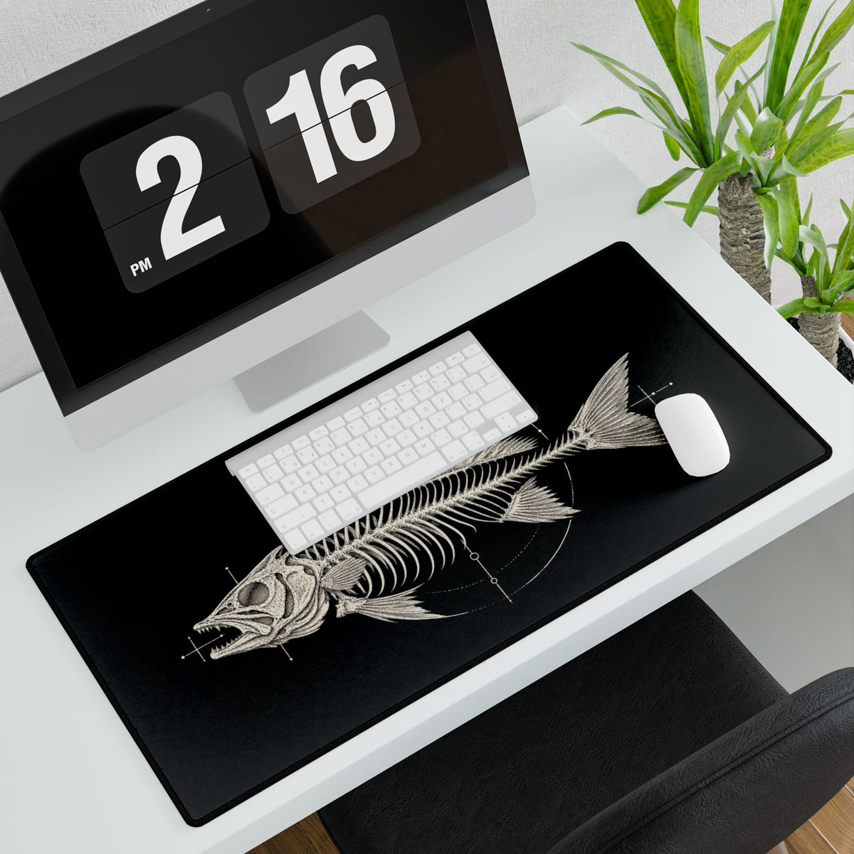 Fish Skeleton Desk Mat | Gothic Gaming & Office Mouse Pad