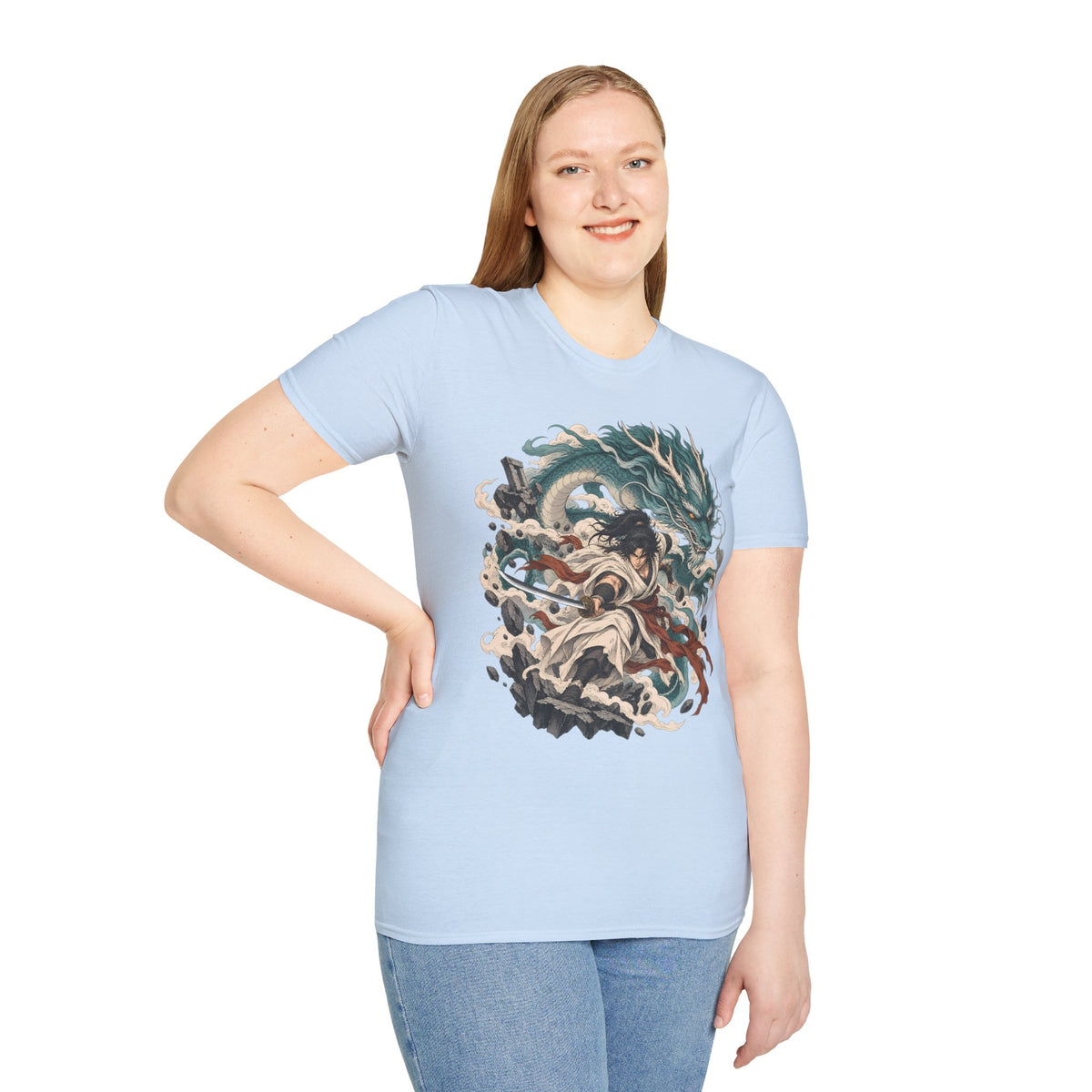 Mythic Dragon Warrior | Japanese Samurai and Serpent T Shirt