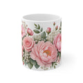 Pastel Pink Flowers and Butterflies Mug | Floral Design