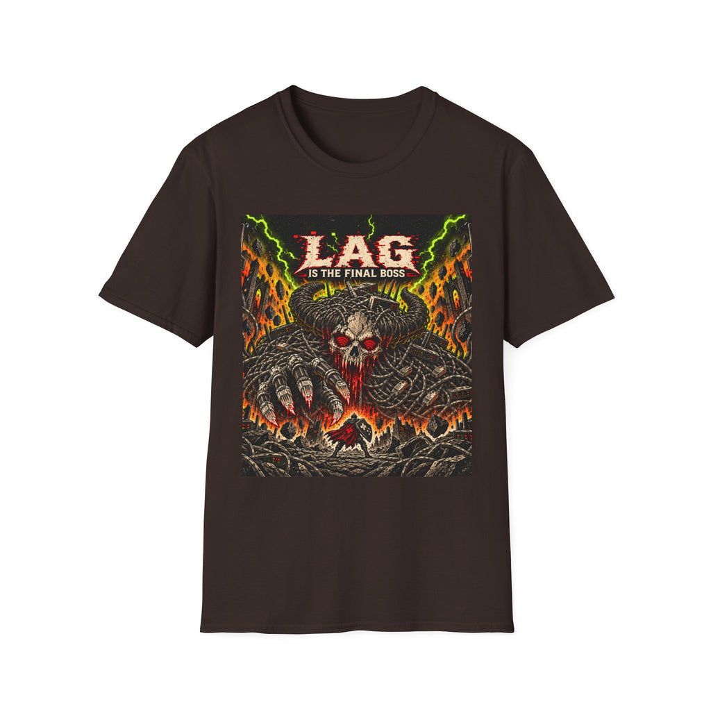 T-Shirt — "LAG Is The Final Boss" Retro Skull Gaming Tee