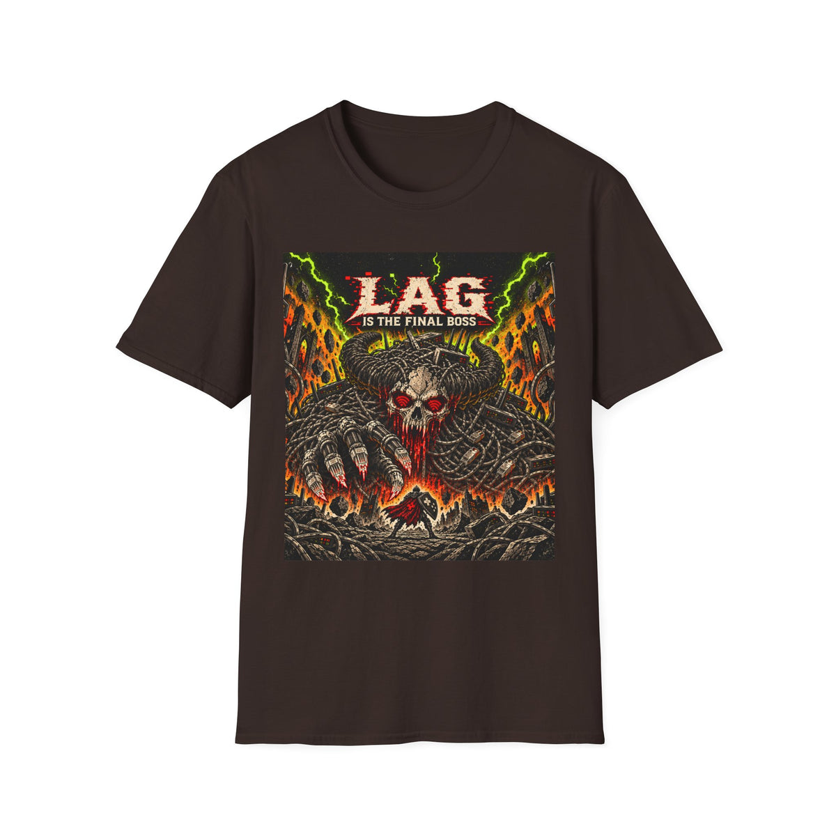 T-Shirt — "LAG Is The Final Boss" Retro Skull Gaming Tee