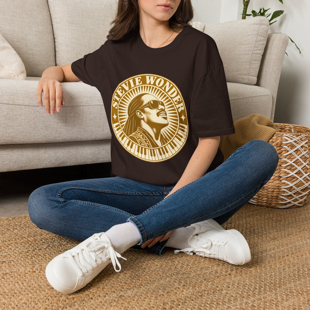 Stevie Wonder Graphic T-Shirt - Vintage Gold Portrait Tee
