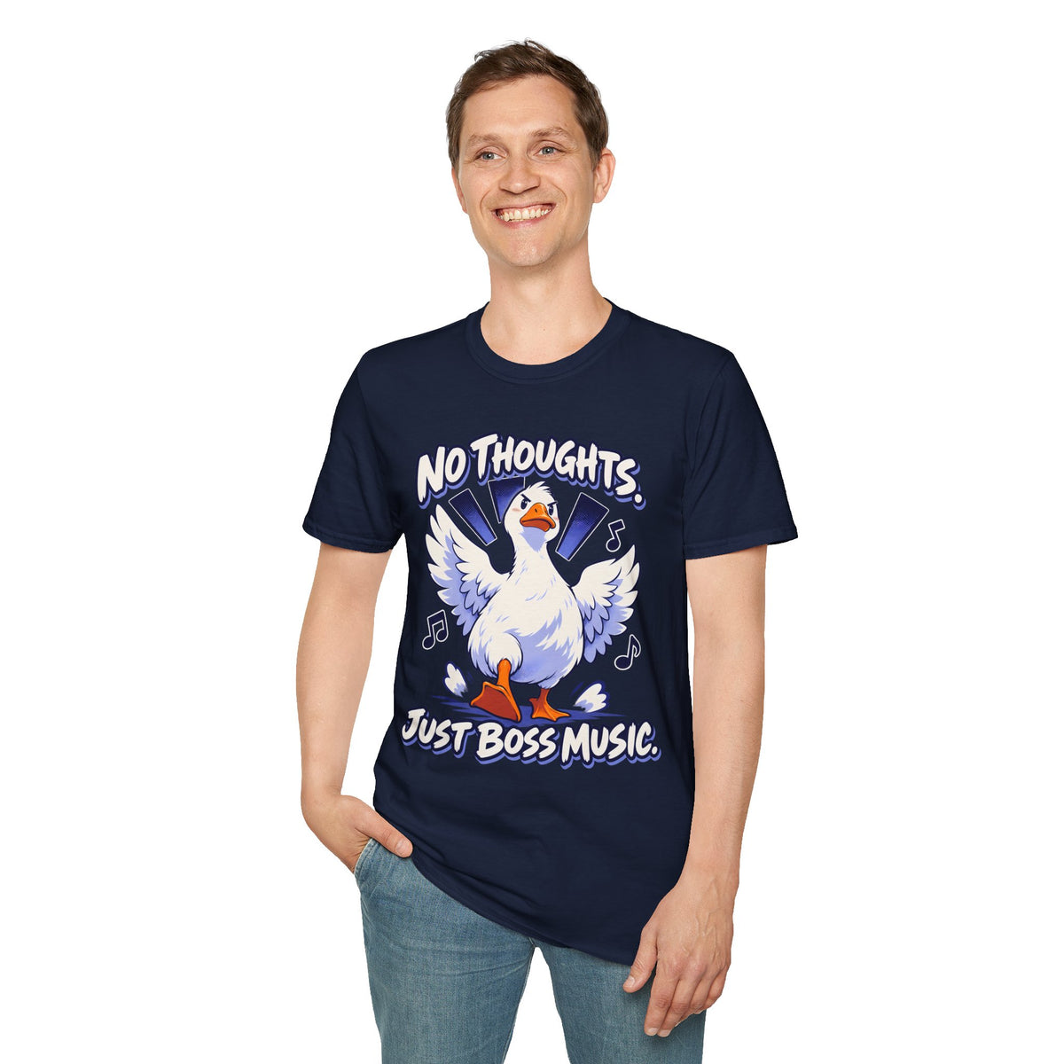 Cute Goose | No Thoughts, Just Boss Music T Shirt
