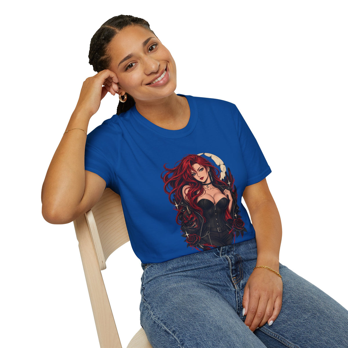 Crimson Dusk | Sexy Gothic Hannya Mask Pin up Woman T-Shirt