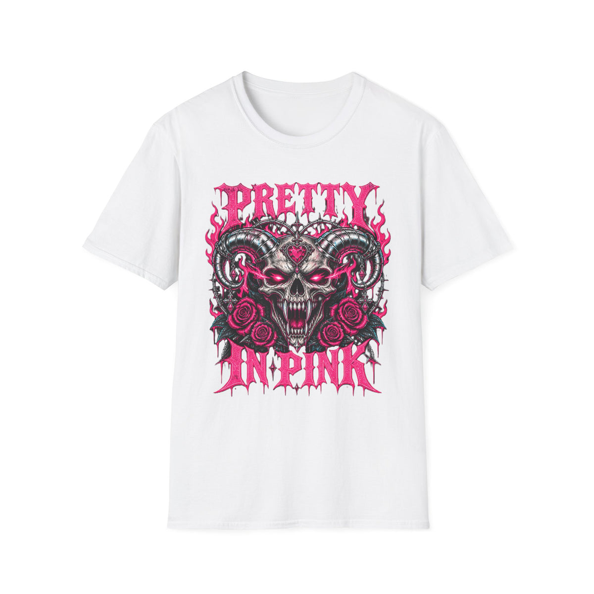 Pretty in Pink Skull | Gothic Rose Graphic Tee