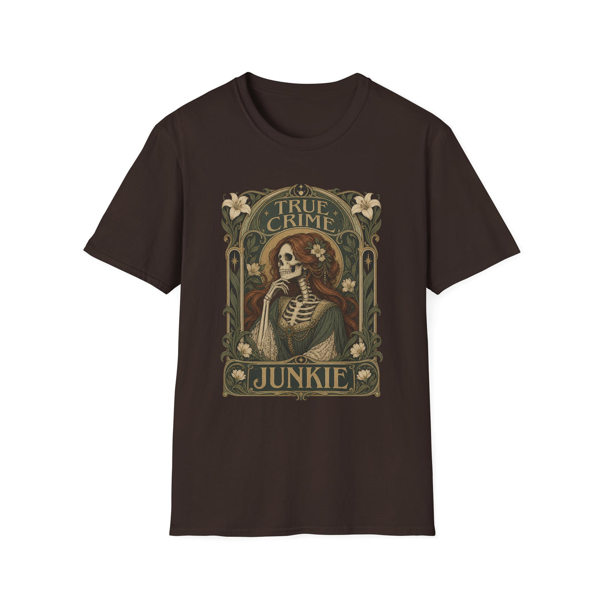 True Crime Junkie | Vintage Gothic Skull Tee