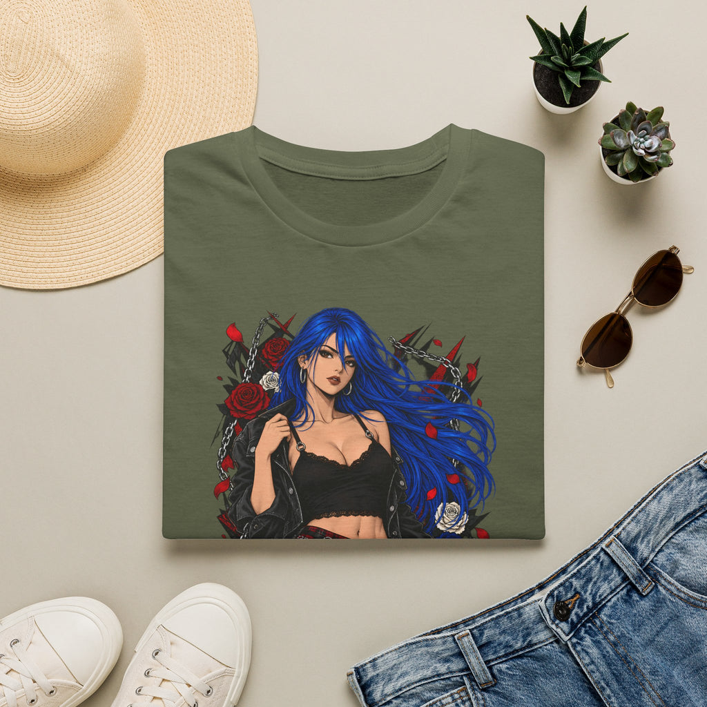 Blue Haired Rock Chick | Japanese Anime Style Pin-up Girl