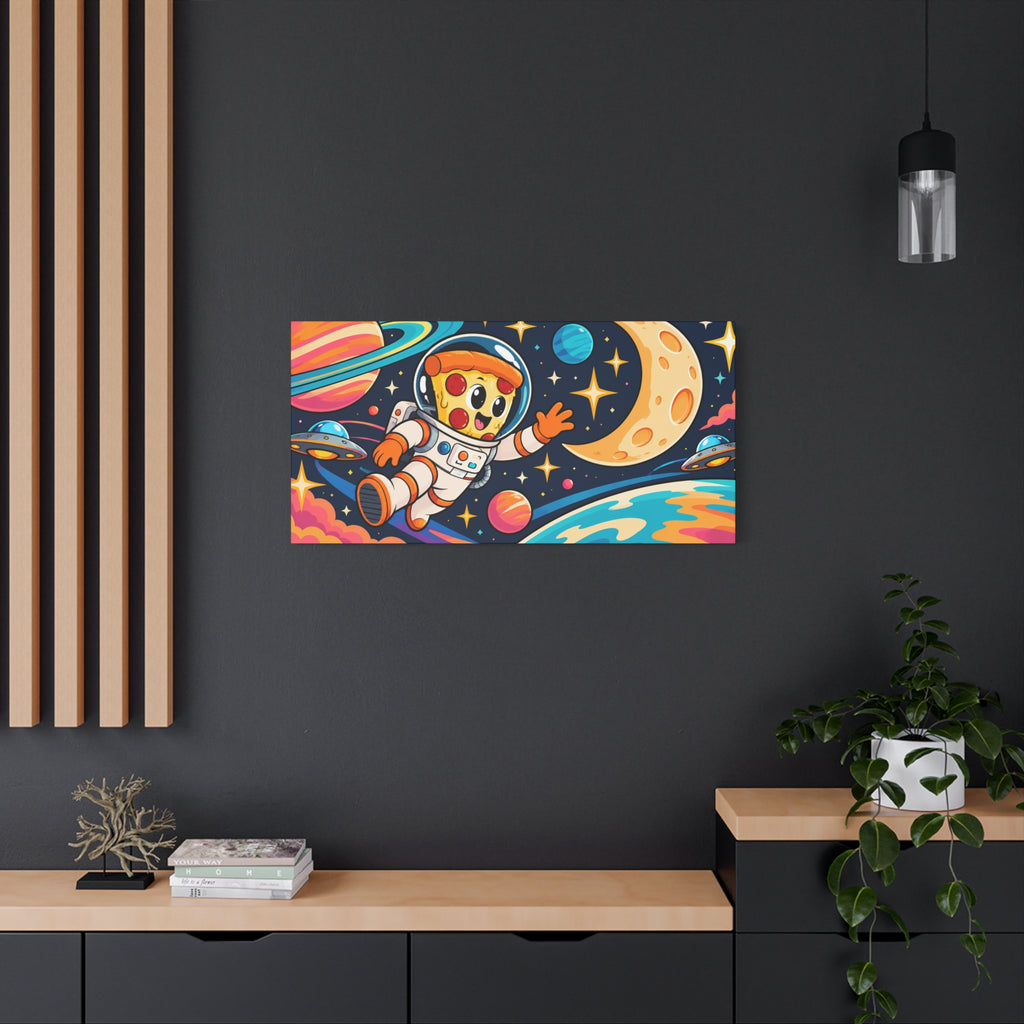 Wall Art | Pizza Astronaut | Funny Space Food Cartoon Print