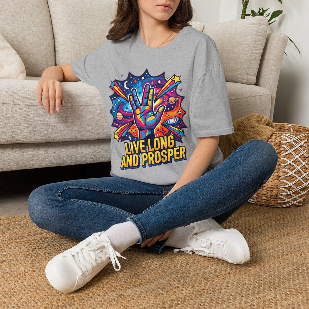 Live Long and Prosper T-Shirt — Colorful Space Vulcan Salute Tee