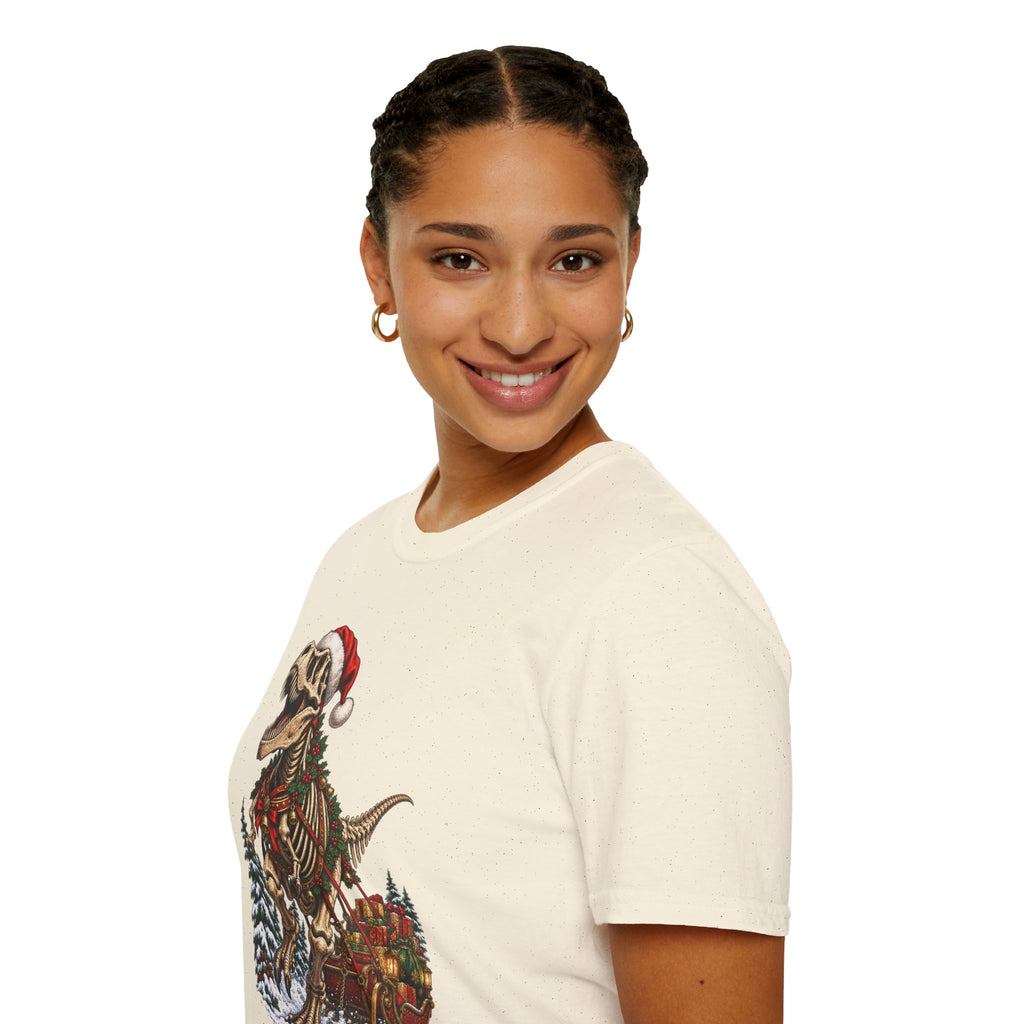 T-Rex Sleigh | Dinosaur Fossil Christmas T‑Shirt