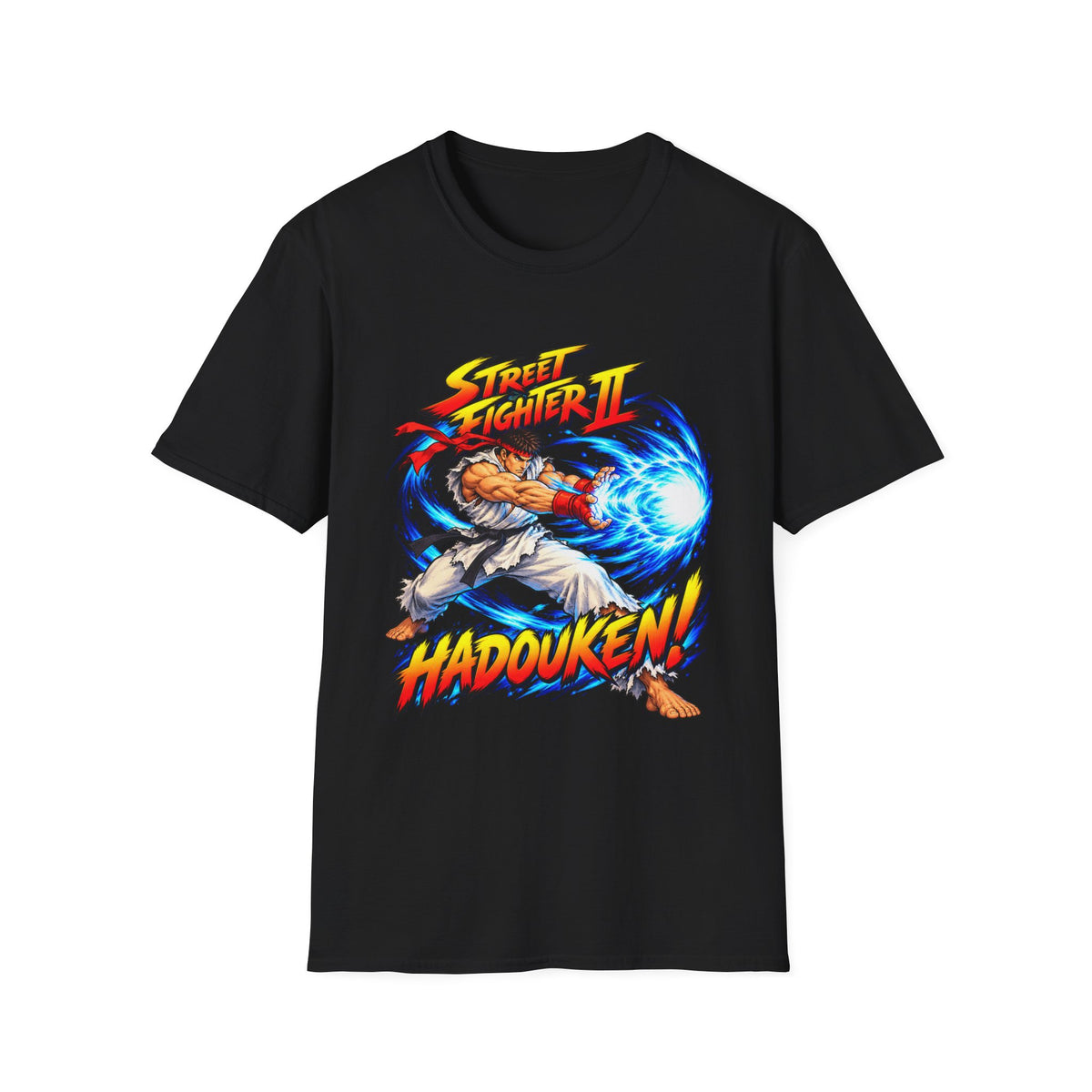 Ryu Hadouken Street Fighter 2 Retro Arcade T-Shirt Design