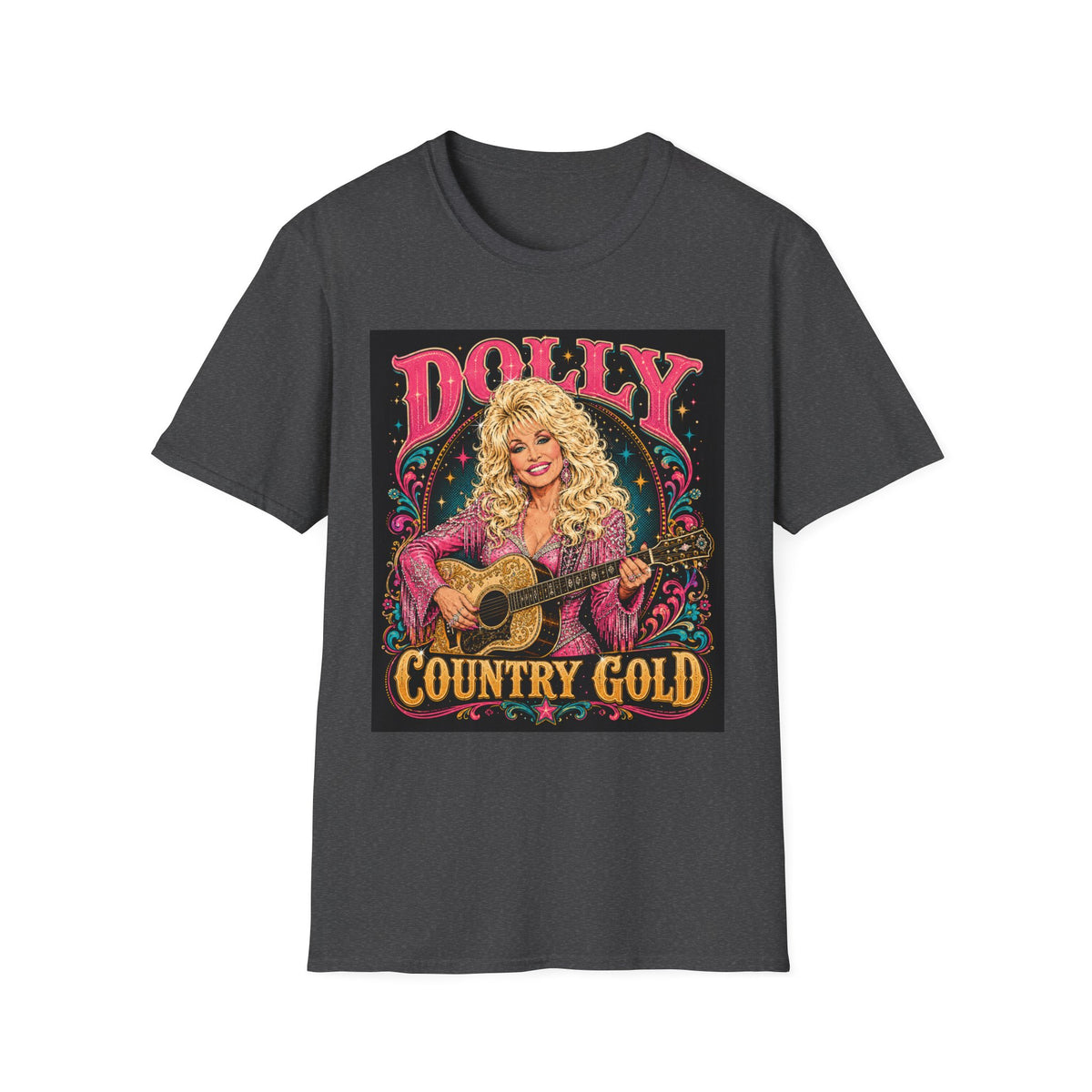 Country Music Graphic T-Shirt — "DOLLY" Retro Guitar Design