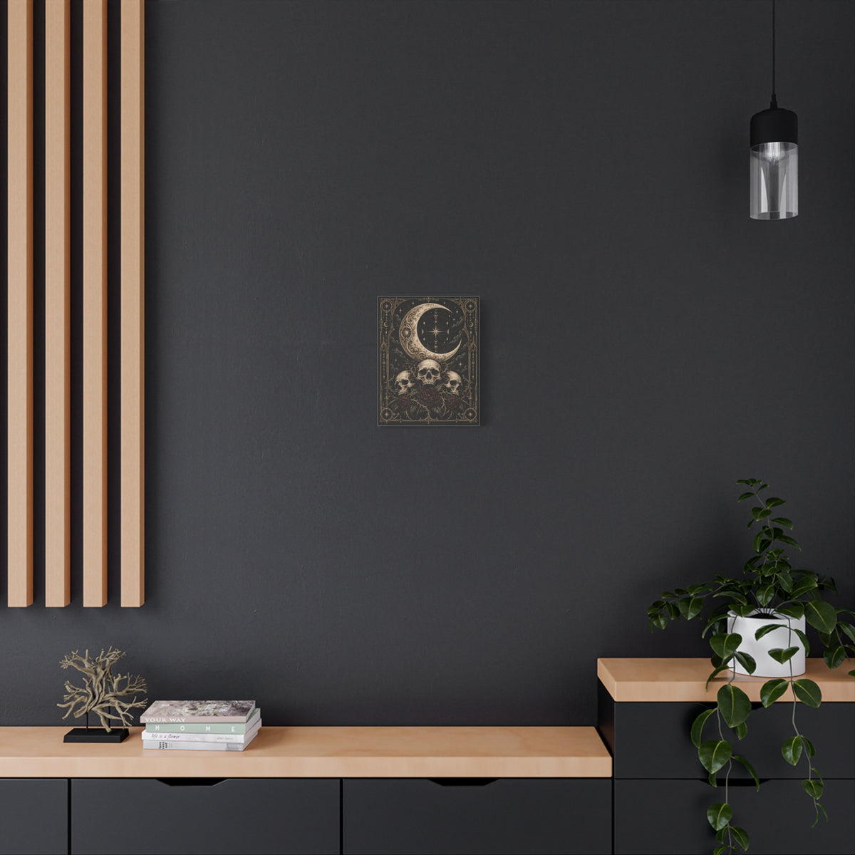Canvas | Goth Skull & Moon | Occult Wall Art